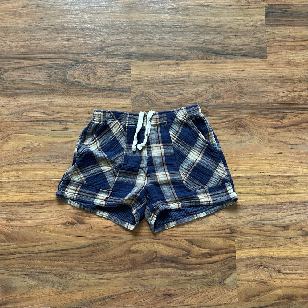 aerie Navy Flannel Pajama Shorts